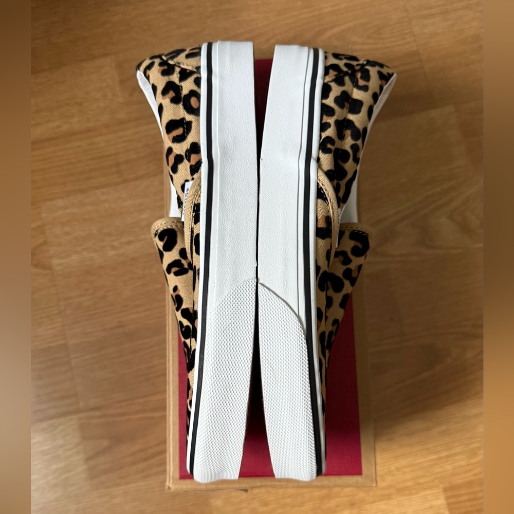 Vans Leopard Print Slip-On Sneakers - Tan, Black - Picture 7 of 8